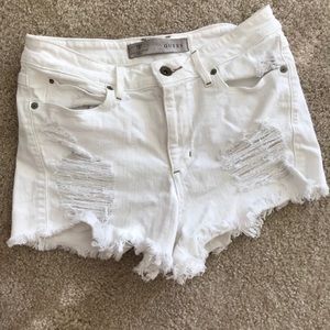 Guess High Rise Shorts Destroyed White